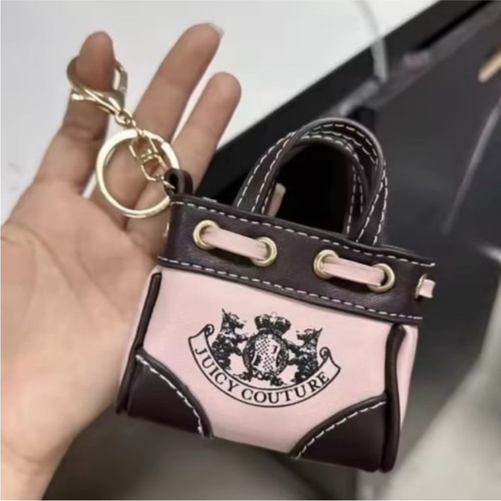 Juicy Couture Pink and Black Mini Tote Bag Charm - Picture 2 of 2